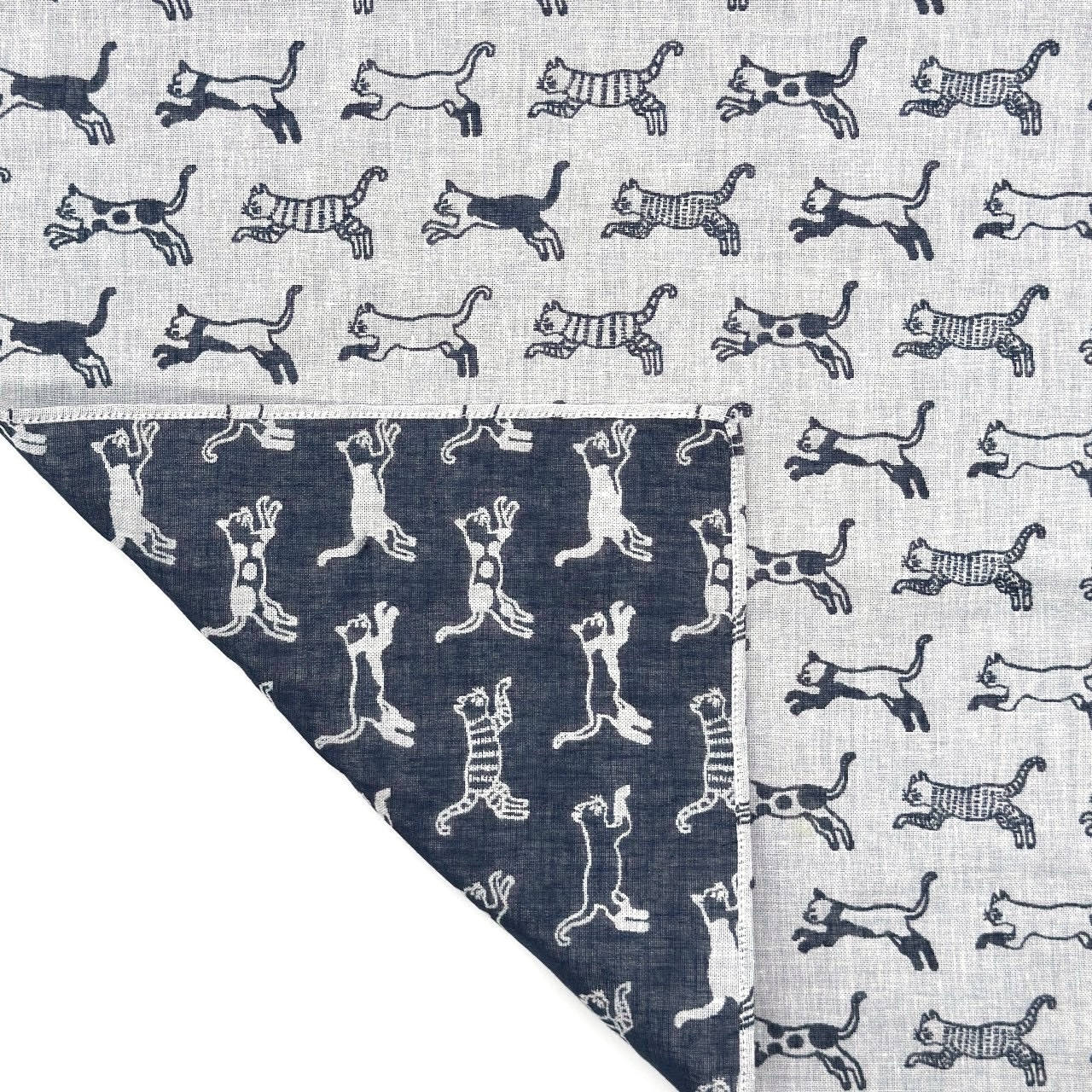 sold out【ハンカチ】【近日中に次回受注予告】-猫(ネコ)-ダブルガーゼハンカチ- 36cm×36cm