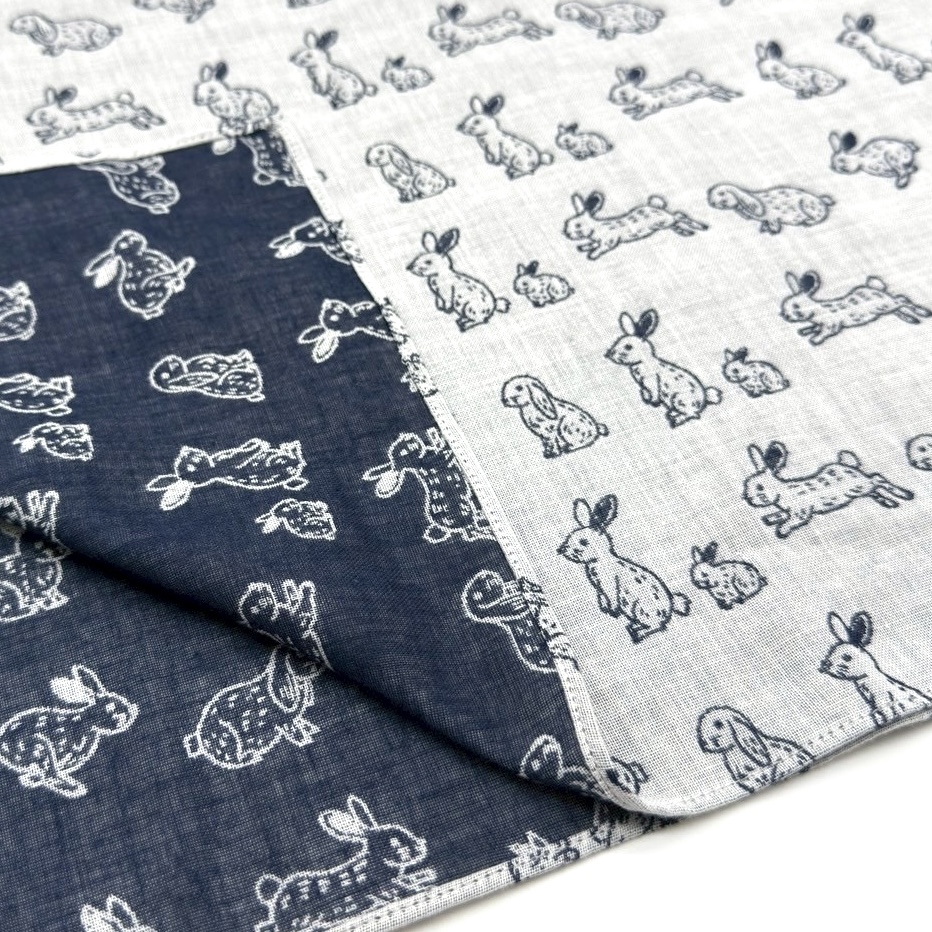 sold out【ハンカチ】【近日中に次回受注予告】-兎(ウサギ)-ダブルガーゼハンカチ - 36cm×36cm